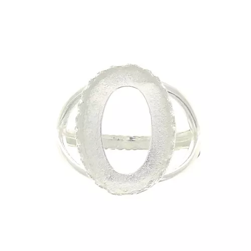 Anello regolabile per cabochon 18x13 mm - Placcatura argento fino x1