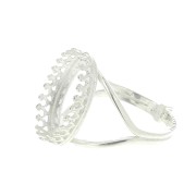 Anello regolabile per cabochon 18x13 mm - Placcatura argento fino x1