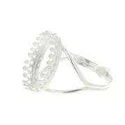 Anello regolabile per cabochon 18x13 mm - Placcatura argento fino x1