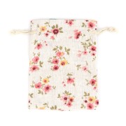 Pochette cotone modello fiori per bijoux 95x135 mm - Rosa - Verde x1