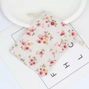 Pochette cotone modello fiori per bijoux 95x135 mm - Rosa - Verde x1