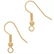 Ganci palline per orecchini mm. 18 dorato con oro fino x100