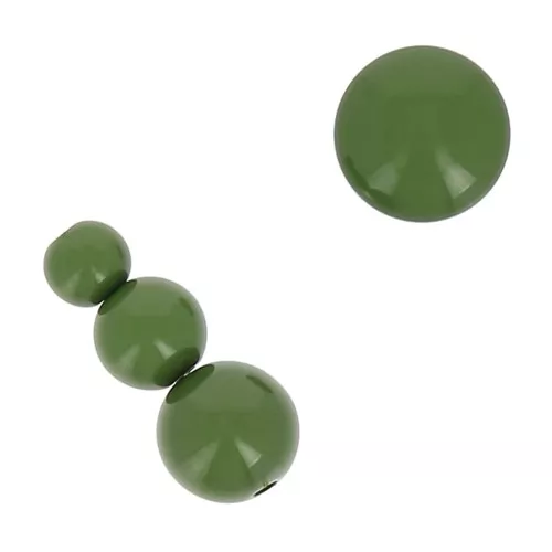 Assortimento di 26 perle tonde 6-8-10 mm e 2 cabochon in resine opaca - Oliva