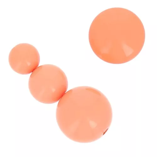 Assortimento di 26 perle tonde 8-10-14 mm e 2 cabochon in resina- Corallo