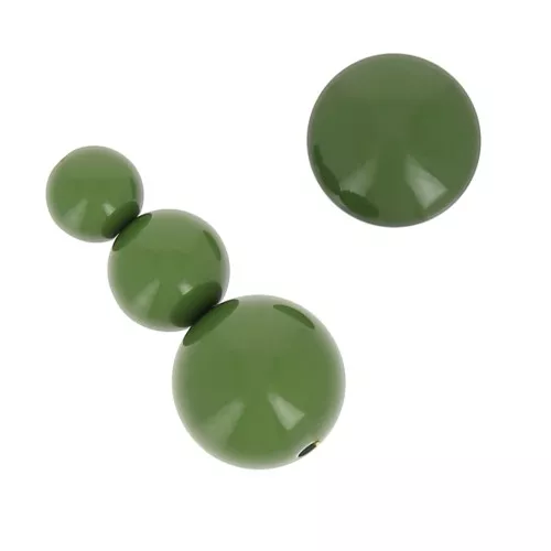 Assortimento di 26 perle tonde 8-10-14 mm e 2 cabochon in resina - Oliva