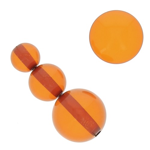 Assortimento di 26 perle tonde 8-10-14 mm e 2 cabochon in resina - Ambra