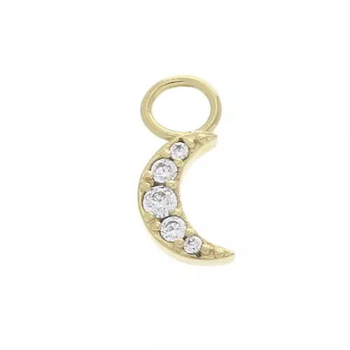 Ciondolo luna con Ossido di zirconio 11x5 mm - Cristallo -Placcato oro 3 micron x1