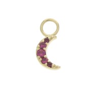 Ciondolo luna con Ossido di zirconio 11x5 mm - Fucsia - Placcato oro 3 micron x1|raw }}