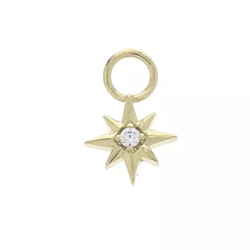 Ciondolo stella del nord con Ossido di zirconio 10.5x7 mm cristallo Placcato oro 3 micron x1
