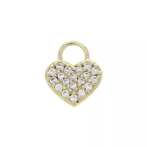 Ciondolo cuore con Ossido di zirconio 9x7 mm - Cristallo - Placcato oro 3 micron x1