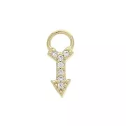 Ciondolo freccia con Ossido di zirconio 11x4 mm - Crystal - Placcato oro 3 micron x1