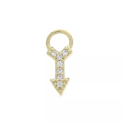 Ciondolo freccia con Ossido di zirconio 11x4 mm - Crystal - Placcato oro 3 micron x1