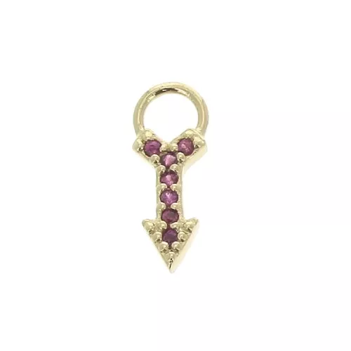 Ciondolo freccia con Ossido di zirconio 11x4 mm - Fucsia - Placcato oro 3 micron x1