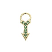 Ciondolo freccia con Ossido di zirconio 11x4 mm - Verde -Placcato oro 3 micron x1|raw }}