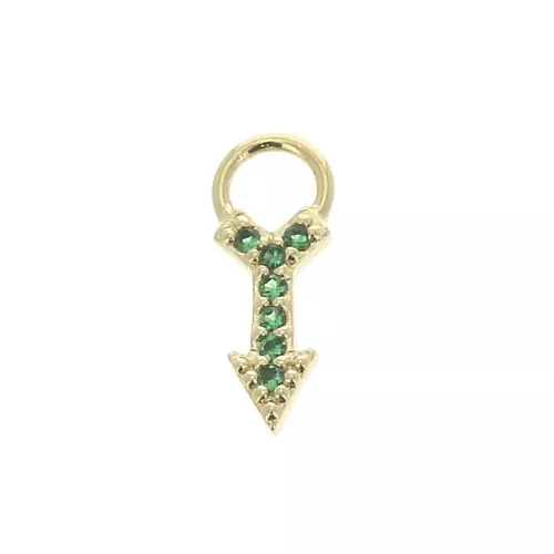 Ciondolo freccia con Ossido di zirconio 11x4 mm - Verde -Placcato oro 3 micron x1