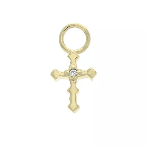 Ciondolo croce con Ossido di zirconio 12x6 mm - Cristallo - Placcato oro 3 micron x1
