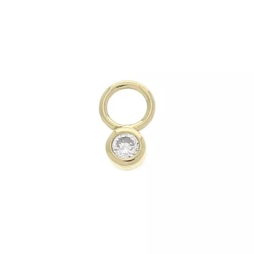 Mini ciondolo tondo con Ossido di zirconio 4 mm - Crystal - Placcato oro 3 micron x1