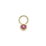 Mini ciondolo tondo con Ossido di zirconio 4 mm - Fucsia -Placcato oro 3 micron x1