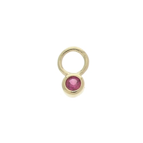Mini ciondolo tondo con Ossido di zirconio 4 mm - Fucsia -Placcato oro 3 micron x1