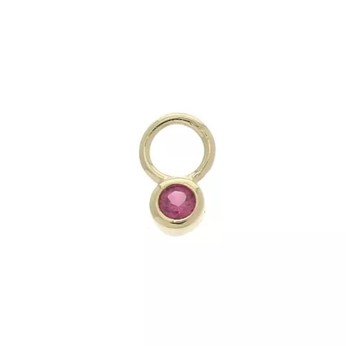 Mini ciondolo tondo con Ossido di zirconio 4 mm - Fucsia -Placcato oro 3 micron x1