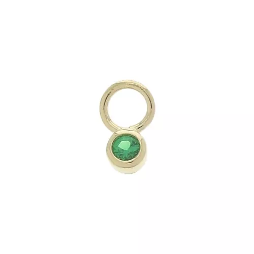 Mini ciondolo tondo con Ossido di zirconio 4 mm - Verde - Placcato oro 3 micron x1