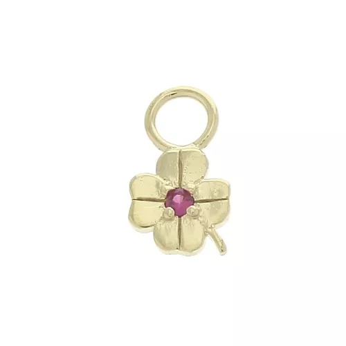 Ciondolo trifoglio con Ossido di zirconio 10x5.5 mm - Fucsia - Placcato oro 3 micron x1