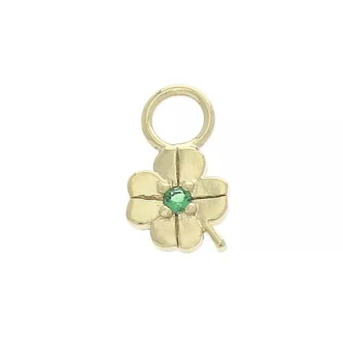 Ciondolo trifoglio con Ossido di zirconio 10x5.5 mm - Verde -Placcato oro 3 micron x1