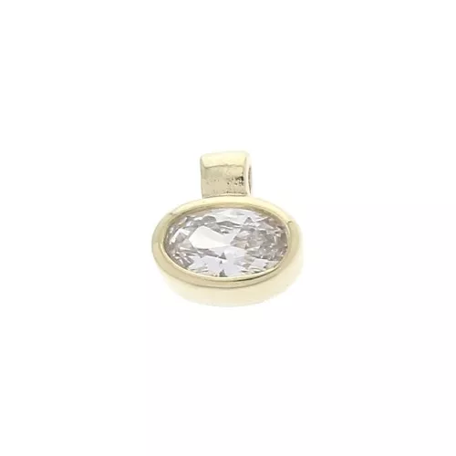 Mini ciondolo ovale con Ossido di zirconio 6 mm - Crystal - Placcato oro 3 micron x1