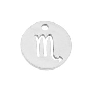 Ciondolo tonda - Segno zodiacale Scorpione 12 mm - Acciaio inossidabile x1|raw }}