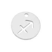 Ciondolo tonda - Segno zodiacale Sagittario 12 mm - Acciaio inossidabile x1