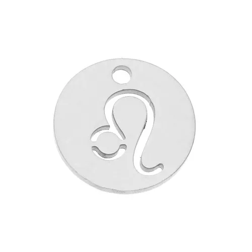 Ciondolo tonda - Segno zodiacale Leone 12 mm - Acciaio inossidabile x1