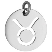 Ciondolo rotondo - segno zodiacale Toro 12 mm - Acciaio inossidabile 304 x1