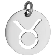 Ciondolo rotondo - segno zodiacale Toro 12 mm - Acciaio inossidabile 304 x1