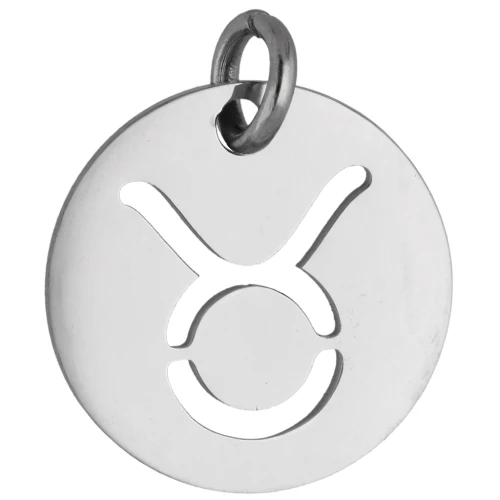 Ciondolo rotondo - segno zodiacale Toro 12 mm - Acciaio inossidabile 304 x1