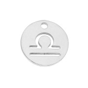 Ciondolo tonda - Segno zodiacale Bilancia 12 mm - Acciaio inossidabile x1|raw }}