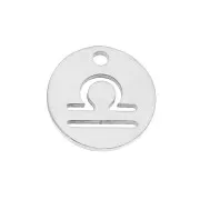 Ciondolo tonda - Segno zodiacale Bilancia 12 mm - Acciaio inossidabile x1