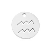 Ciondolo tonda - Segno zodiacale Acquario 12 mm Acciaio inossidabile x1|raw }}