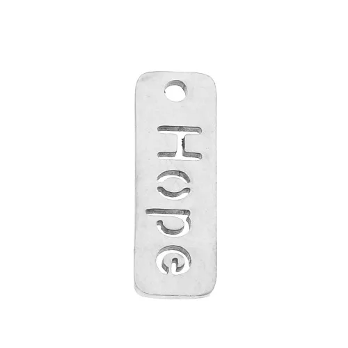 Ciondolo rettangolo con scrittura 17x6 mm - Hope - Acciaio inossidabile x1