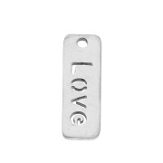Ciondolo rettangolo con scrittura 17x6 mm - Love - Acciaio inossidabile x1
