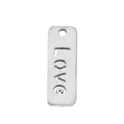 Ciondolo rettangolo con scrittura 17x6 mm - Love - Acciaio inossidabile x1