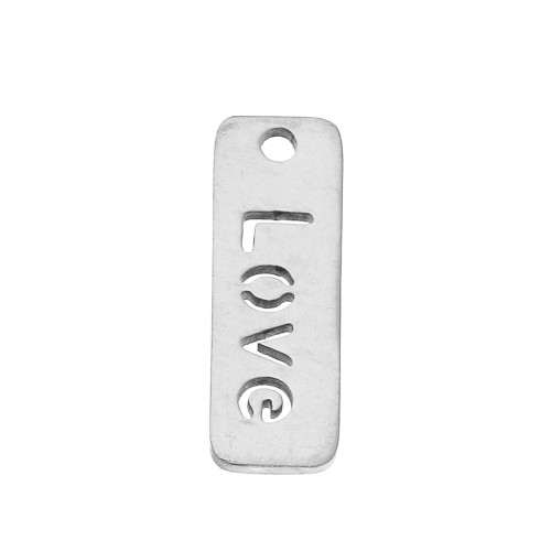 Ciondolo rettangolo con scrittura 17x6 mm - Love - Acciaio inossidabile x1