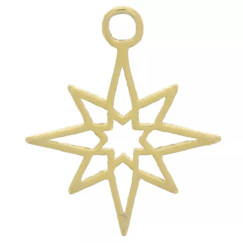 Ciondolo stella del nord traforata 12x10 mm in Argento 925 Dorato x1