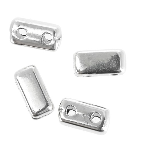 Perle in zama Half Tila Beads 6x3 mm - Placcatura Argento Antico x4