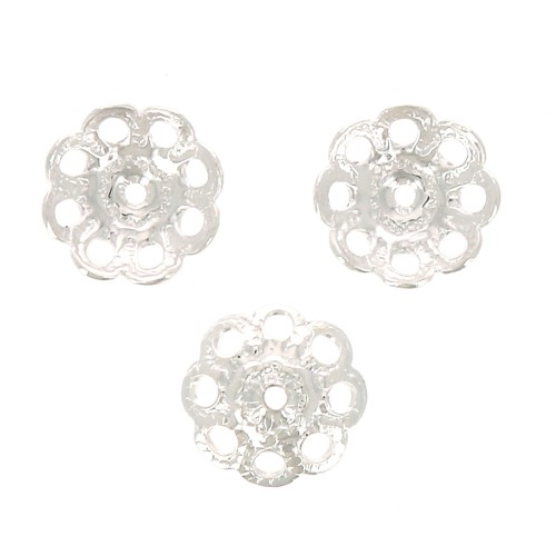 Coppette- fiori - 8 mm - Placcatura argento fino x6