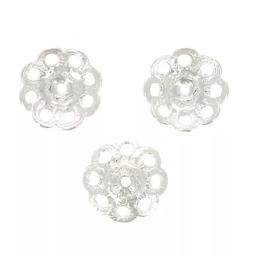 Coppette- fiori - 8 mm - Placcatura argento fino x6