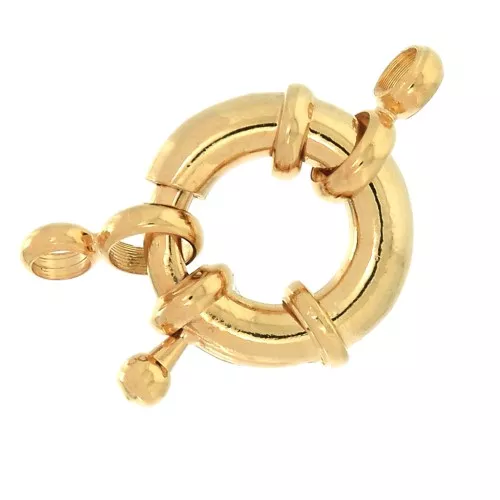 Chiusura per braccialetto o collana 15 mm - Dorato con oro fino x1
