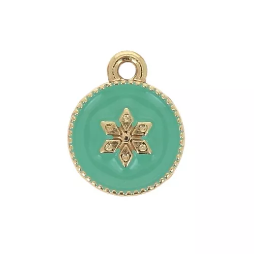 Ciondolo tondo lavorato modello stella in resina 12x10 mm Dorato - Mint x1