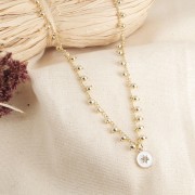 Ciondolo tondo lavorato modello stella in resina 12x10mm Dorato - Baby rosa x1