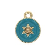Ciondolo tondo lavorato modello stella in resina 12x10mm Dorato - Turquoise x1|raw }}