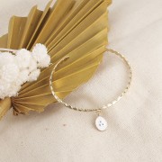 Ciondolo ovale modello puntini in resina epossidica 14x9 mm - Dorato - Mint x1